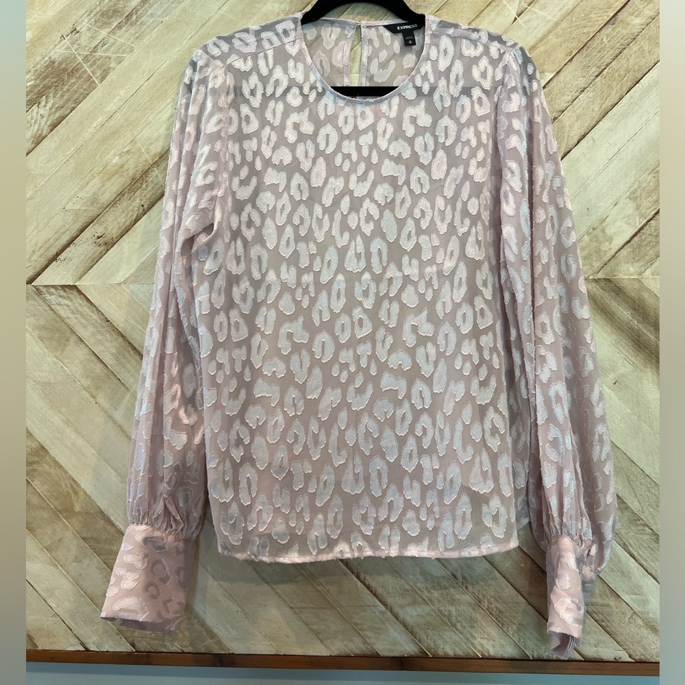 Express Cheetah Print Semi-Sheer Blouse